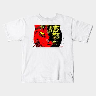 ANGRY CAT POP ART - RED BLACK YELLOW TRASPARENT Kids T-Shirt